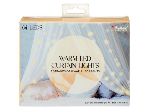 Brilliant Innovations Summer Battery Operated Warm LED Curtain Lights