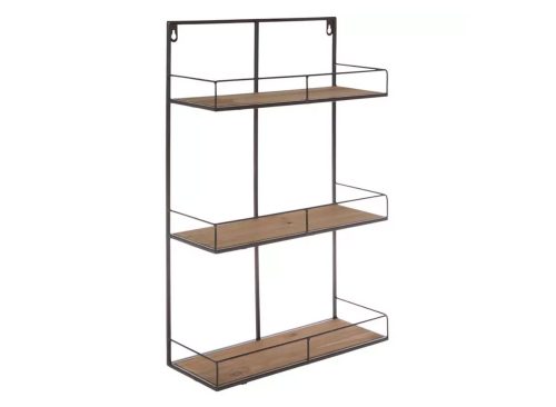 Brown Three-Tiered Wood Wall Shelf