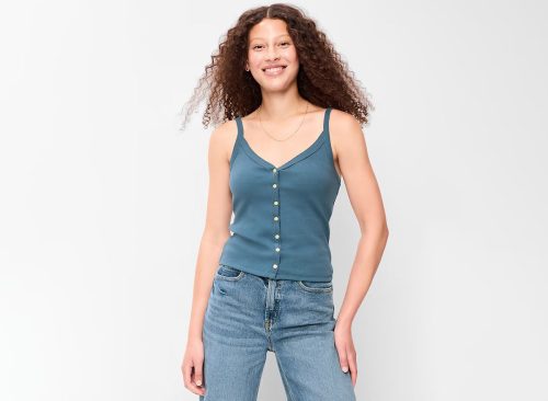 Button-Front Cami Tank Top