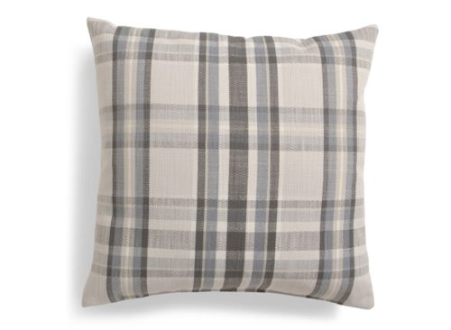 CANAAN Made In Usa 22x22 Coastal Plaid Oversized Feather Filled Pillow