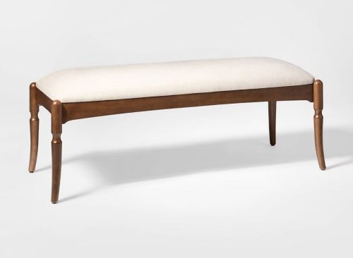 Cabriole Leg Upholstered Bench Dark Walnut - Threshold™ designed with Studio McGee