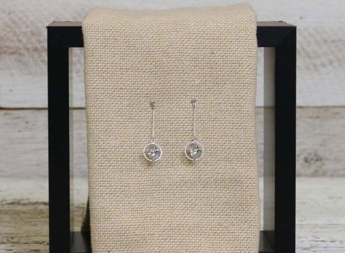 Cage CZ Ball Drop Silver Earring