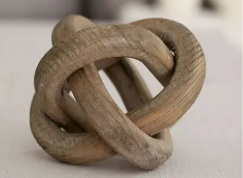 Chain Link Ball Wood Sculpture