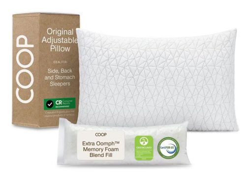 Coop Sleep Goods Original Adjustable Pillow, Queen Size Bed Pillows for Sleeping, Cross Cut Memory Foam - Medium Firm Back, Stomach & Side Sleeper