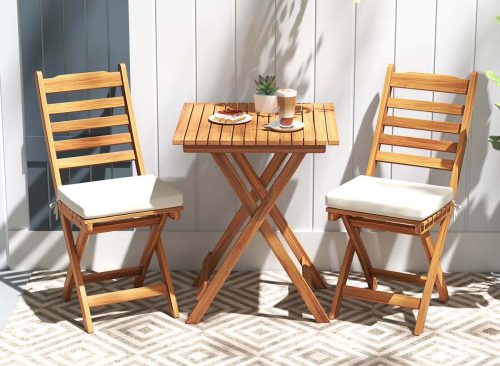 Costway 3-Piece Folding Bistro Set with Removable Seat Cushions Outdoor Table and Chairs