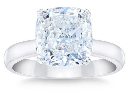 Cushion Cut 5.07 ct VVS2 Clarity, G Color Diamond Platinum Solitaire Ring