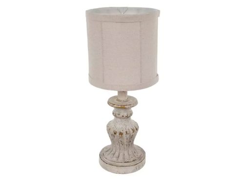 Distressed Cream Pedestal Lamp