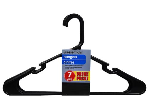 Essentials Black Plastic Adult-Sized Hangers, 7-ct. Packs