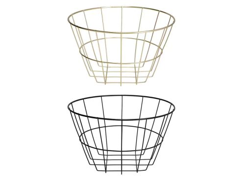 Essentials Round Gold Iron Baskets, 7.875x4.75 in