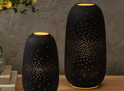 Evergreen LED Porcelain Lantern, Set of 2