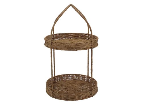 Everyday Decor Natural Rattan Two Tier Tray Table Decor