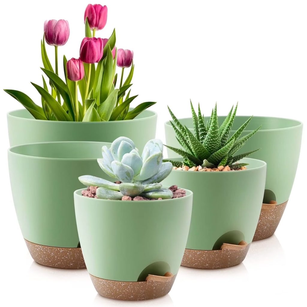 FOUKUS Set of 5 Self-Watering Plant Pots