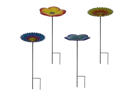 Floral Metal Stake Bird Feeder & Bath
