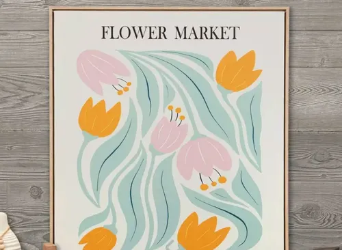 Flower Market Framed Canvas Wall Decor