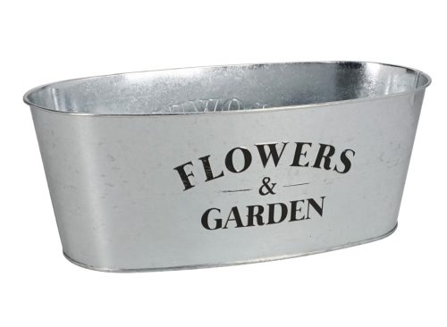  Galvanized Metal Oval-Shaped Planters, 10.5x5.5x4 in