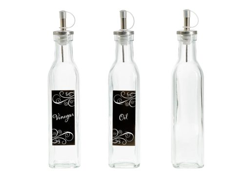Glass Oil and Vinegar Bottles with Metal Pour Spouts, 8 oz