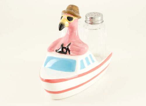 Glass Salt and Pepper Flamingo Holder