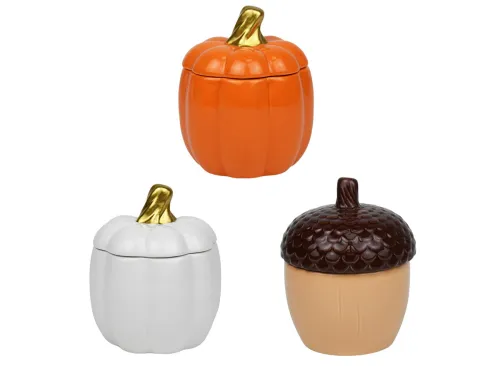 Glazed Pumpkin Trinkets with Lids, 4x4x3.875-in
