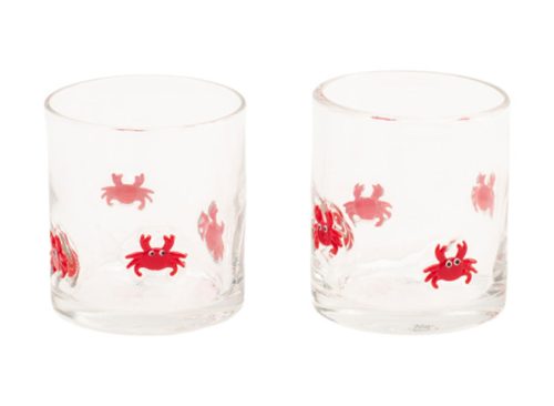 HELLO HAPPY Set Of 2 Crab Icon Double Old Fashioned Glasses