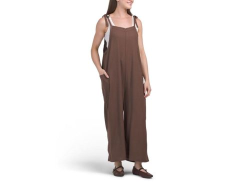 HUNTER & BROWN Linen Blend Tie Shoulder Jumpsuit