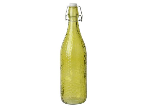 Hammered Pattern Glass Bottle, Yellow