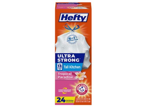 Hefty Ultra Strong Tropical Paradise Scented Tall Kitchen Drawstring Bags, 24-pc Pack