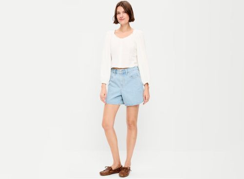 High-Waisted Wow Baggy Jean Shorts -- 5-inch inseam