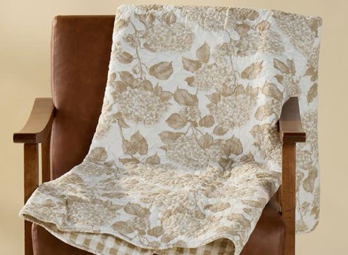 Hydrangeas Whole Cloth Quilted Throw