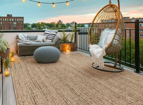 Indoor & Outdoor Rug Natural Boho Style in Beige