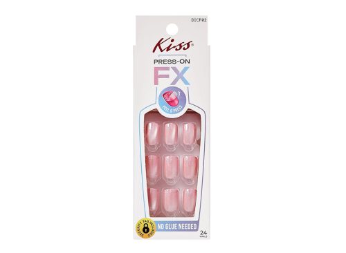 Kiss press on FX Fake Nails, Drizzle A Little Pink, Short Squoval, 24 ct