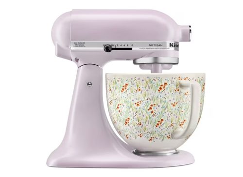 KitchenAid Artisan Series 5-Quart Tilt-Head Stand Mixer, Wildflower with Ceramic Bowl, Flat Beater, Dough Hook, Whip