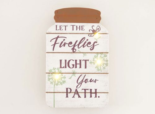 LED Fireflies Wood Block Sign