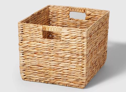 Large Woven Water Hyacinth Milk Crate - Brightroom™: Handwoven Decorative Storage Basket, Fits 13" Cube System
