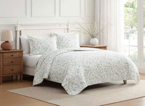 Laura Ashley Aria Sage Quilt Set with Shams
