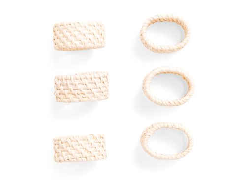 MADE IN VIETNAM Set Of 6 Rattan Oval Napkin Rings