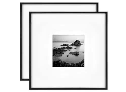 MCS Master & Co. Foundry Metal 18x18 Matted Picture Frame with 8x8 Photo Display, Black Vertical & Horizontal Wall Hanging Frame for Photos & Artwork (2-Pack)
