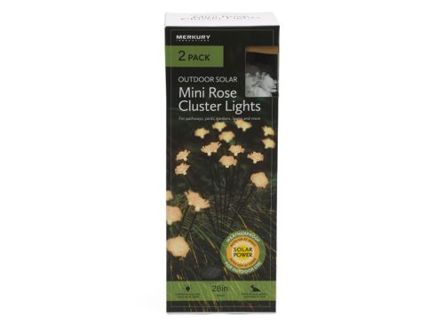 MERKURY 2pk Outdoor Solar Mini Rose Cluster Stake Lights