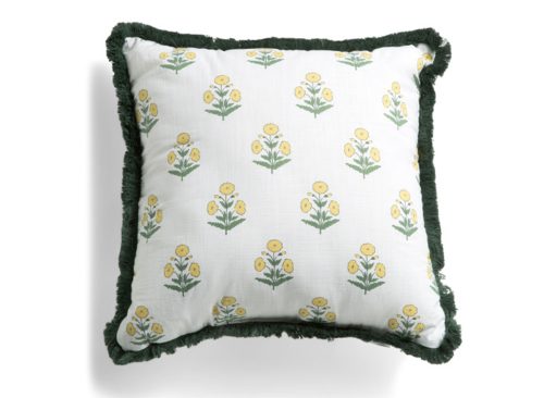 MOSS & WILLOW 20x20 Marigold Block Print Fringe Trim Pillow