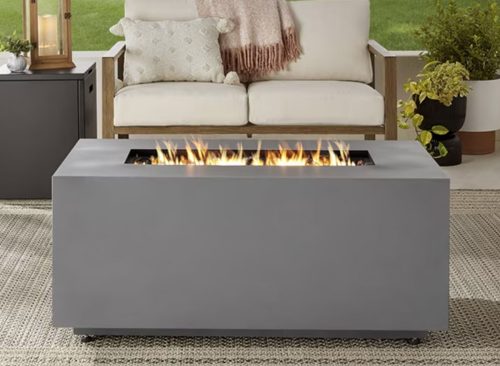 Mainstays Modern Steel Fire Pit Table with 50,000 BTU Concrete Finish