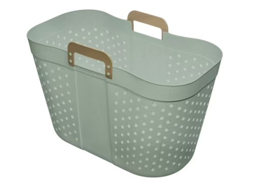 Mainstays Oval Flexible Decorative Laundry Basket, Sage Green Plastic