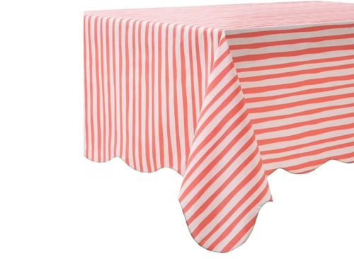 Mainstays Summer Fun PEVA Tablecloth, Indoor & Outdoor for Table 60" x 84" - Coral Stripe