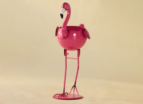 Metal Flamingo Planter