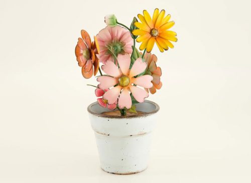 Metal Flowers in Pot