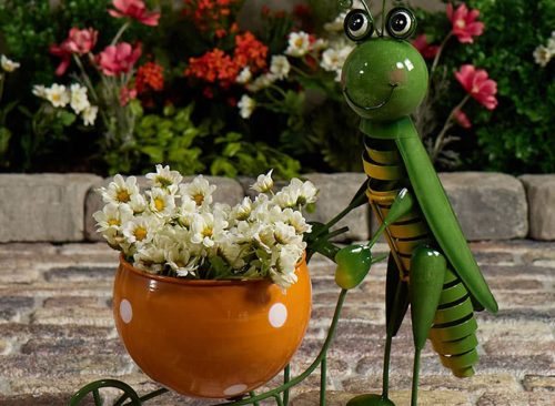 Metal Grasshopper Planter