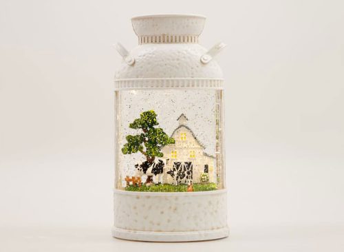 Milk Can Glitter Globe