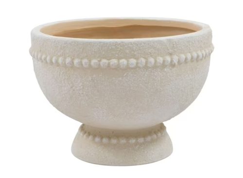 My Texas House 8" Cream Ceramic Dot Bowl Planter for Indoor or Outdoor Use