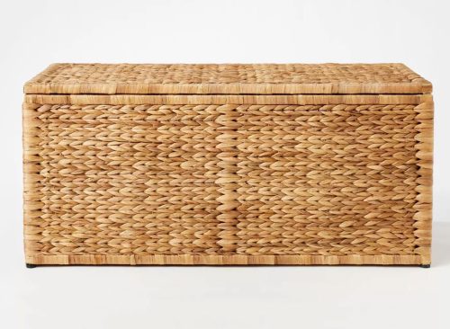 Natural Wicker Storage Bench Brown - Threshold™ designed with Studio McGee: Metal Frame, Fish Scale Pattern, No Assembly Required
