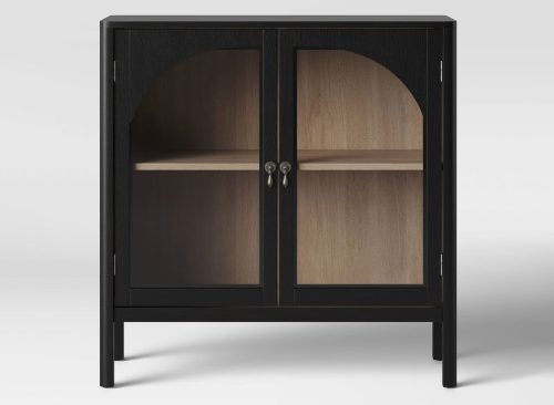 New Bedford 2 Door Accent Cabinet Black - Thresholdâ„¢: Elegant Storage, Pewter-Finish Hardware, Wood Veneer