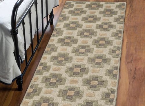 Obeetee Retro Hand Tufted Wool Area Rug, Glamour Green