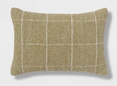 Oblong Windowpane Woven Decorative Throw Pillow Green - Threshold™